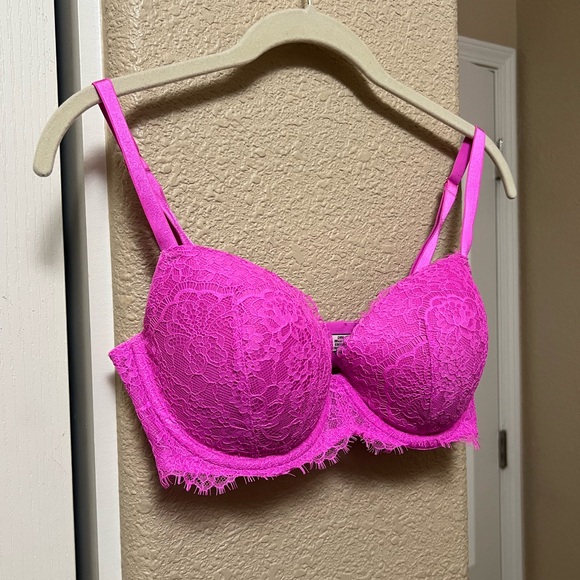 Victoria’s Secret DREAM ANGELS Lightly Lined Lace Demi Bra 34DD Pink Berry - Picture 6 of 9